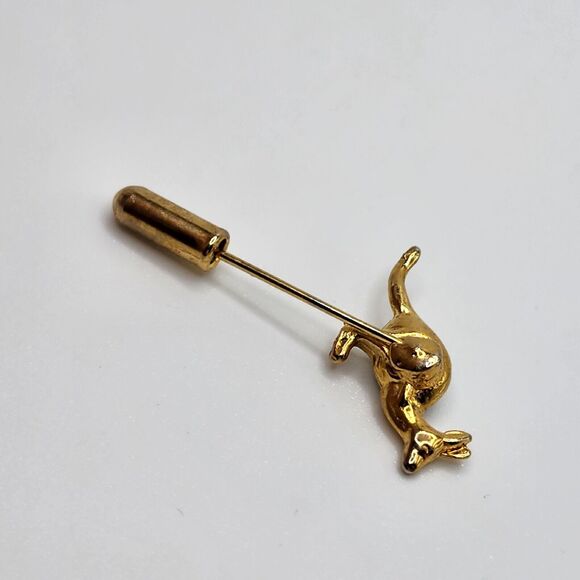 Vintage Kangaroo Tie Stick Pin Australia Faux Opal Gold Tone Small Figural - Picture 3 of 4